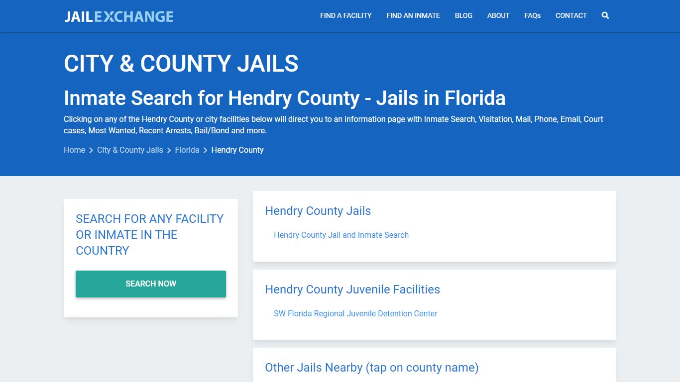Inmate Search for Hendry County | Jails in Florida - Jail Exchange